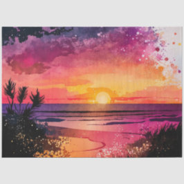 Papel De Seda Série de Design de Pôr do Sol em Aquarela 10