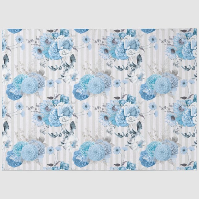 Papel De Seda Série de Design Floral Azul 10 (Frente )