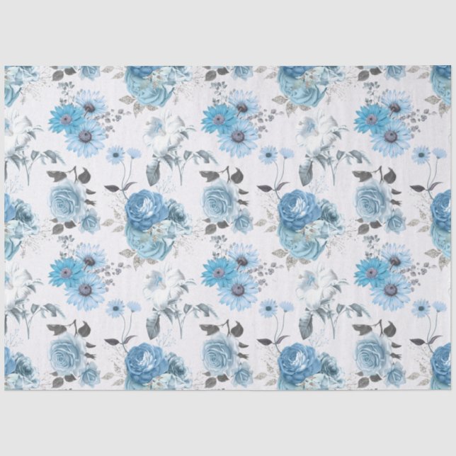 Papel De Seda Série de Design Floral Azul 5 (Frente )