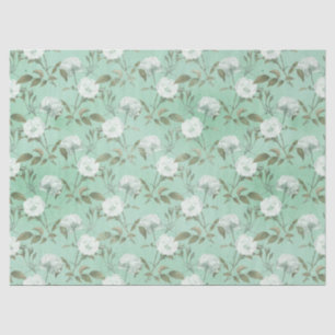 Papel De Seda Série de Design Floral Desgastado em Verde-Menta 1