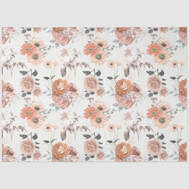 Papel De Seda Série de Design Floral Pêssego 10 (Frente )