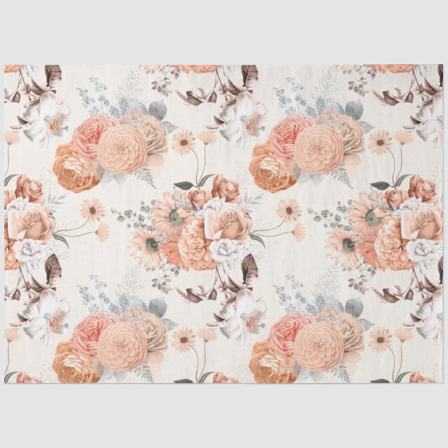 Papel De Seda Série de Design Floral Pêssego 2 (Frente )