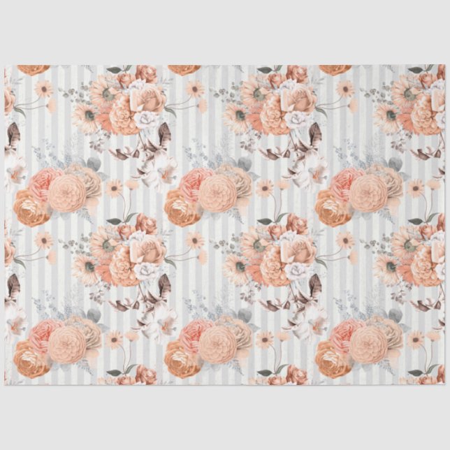 Papel De Seda Série de Design Floral Pêssego 4 (Frente )