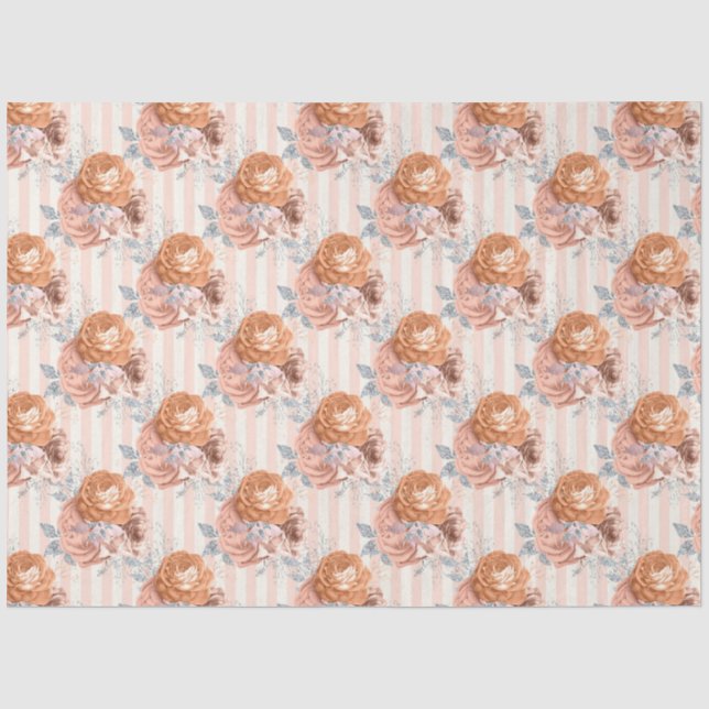 Papel De Seda Série de Design Floral Pêssego 5 (Frente )