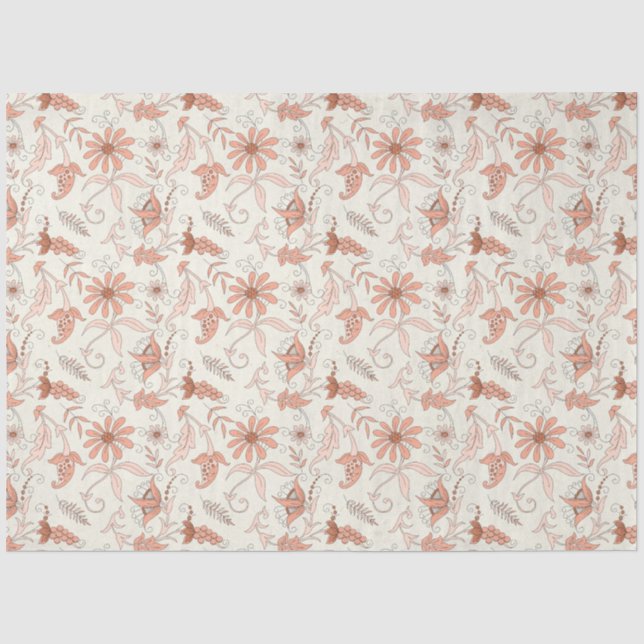 Papel De Seda Série de Design Floral Pêssego 7 (Frente )