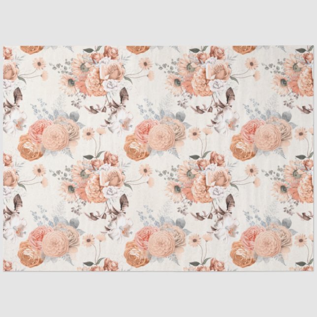 Papel De Seda Série de Design Floral Pêssego 8 (Frente )