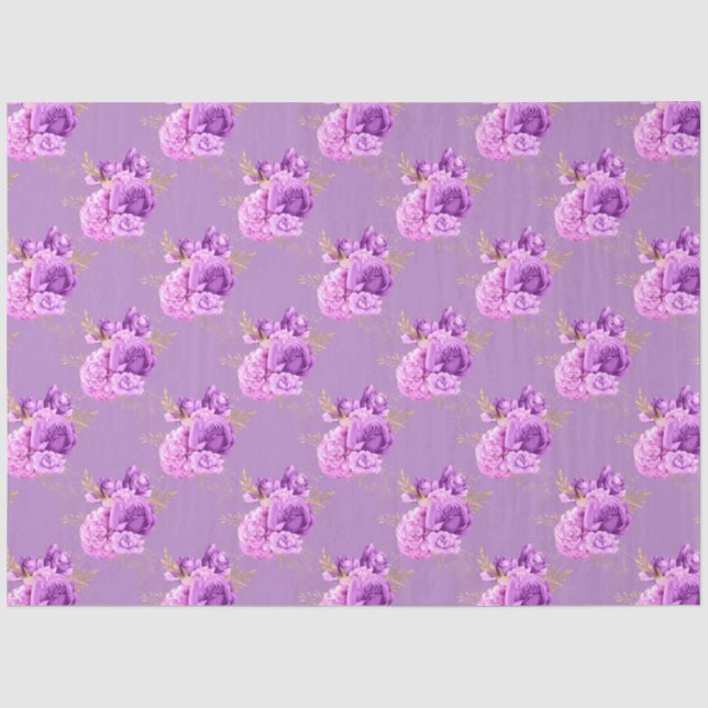 Papel De Seda Série de design floral roxo e dourado 11 (Frente )