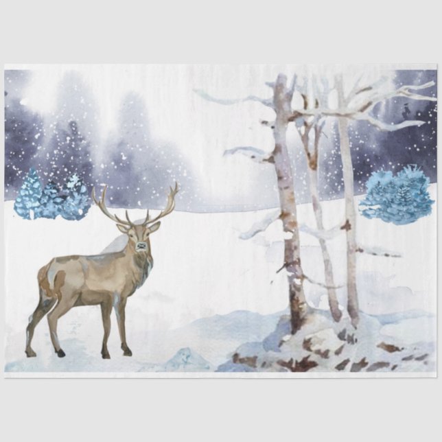 Papel De Seda Série de Efêmeros da Floresta de Inverno Design 1 (Frente )