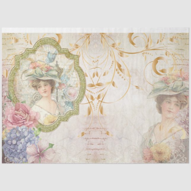 Papel De Seda Série de Efêmeros Vitorianos Design 9 (Frente )
