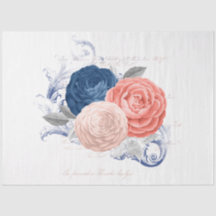 Série de Ephemera Floral Rosa e Azul-Marinho Desig