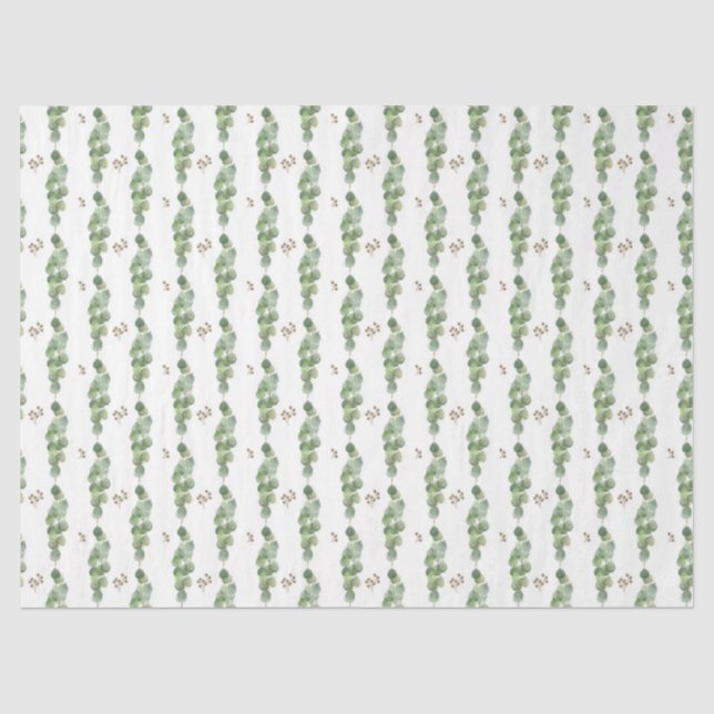 Papel De Seda Série de Eucalipto em Aquarela Design 16 (Frente )