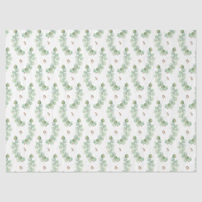 Papel De Seda Série de Eucalipto em Aquarela Design 6 (Frente )