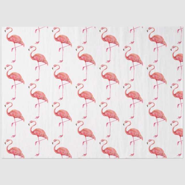 Papel De Seda Série de Flamingo em Aquarela Design 1 (Frente )