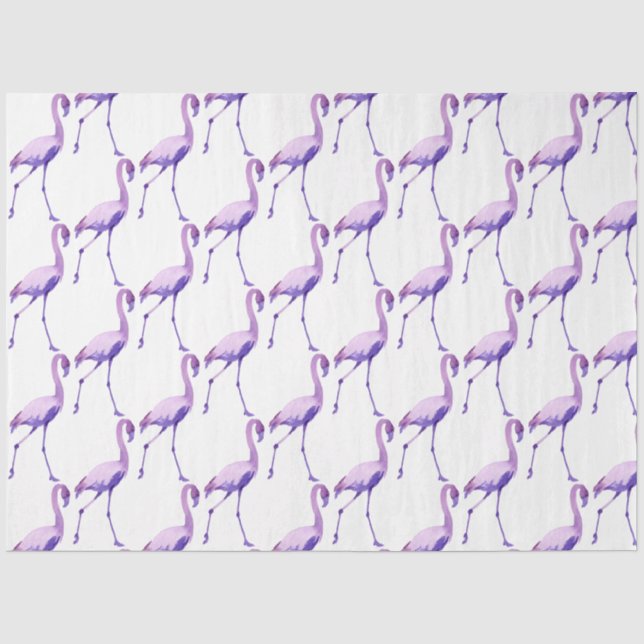 Papel De Seda Série de Flamingo em Aquarela Design 12 (Frente )