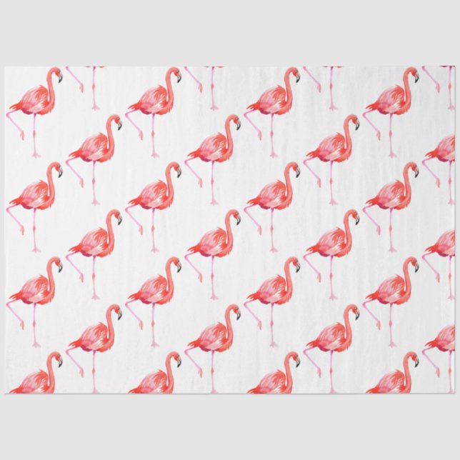 Papel De Seda Série de Flamingo em Aquarela Design 13 (Frente )