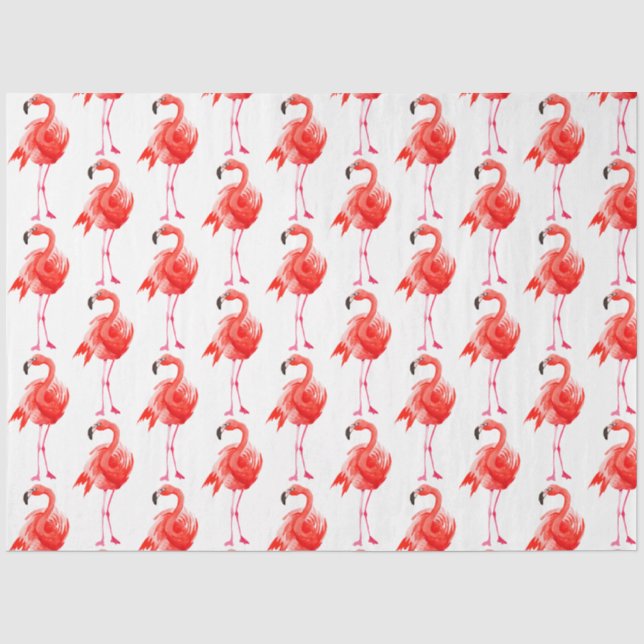 Papel De Seda Série de Flamingo em Aquarela Design 14 (Frente )