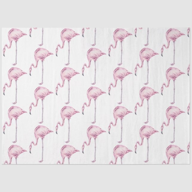 Papel De Seda Série de Flamingo em Aquarela Design 16 (Frente )
