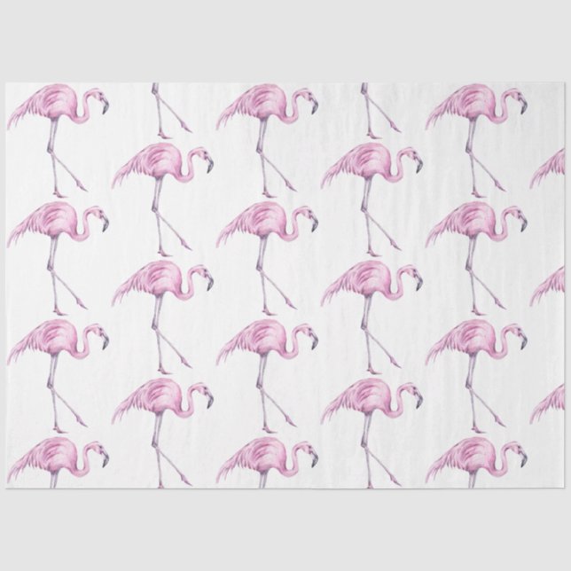Papel De Seda Série de Flamingo em Aquarela Design 17 (Frente )