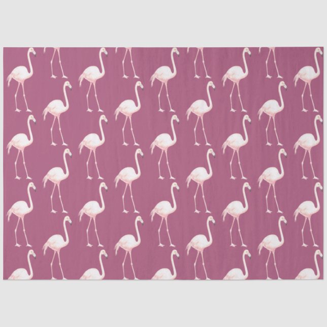 Papel De Seda Série de Flamingo em Aquarela Design 18 (Frente )
