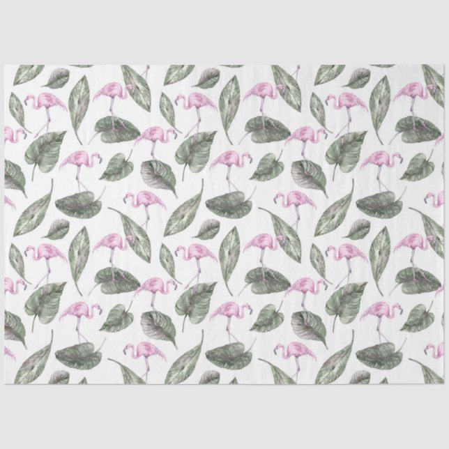 Papel De Seda Série de Flamingo em Aquarela Design 19 (Frente )