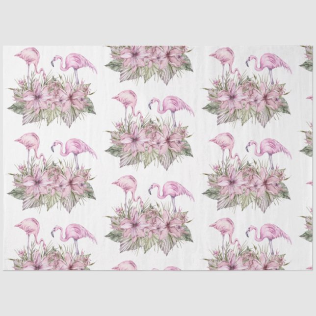 Papel De Seda Série de Flamingo em Aquarela Design 3 (Frente )