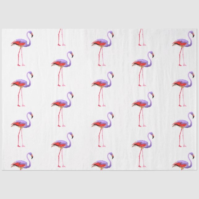 Papel De Seda Série de Flamingo em Aquarela Design 7 (Frente )