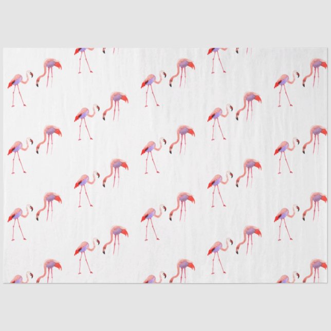 Papel De Seda Série de Flamingo em Aquarela Design 8 (Frente )