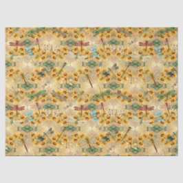 Papel De Seda Série de Girassóis e Libélulas Design 1