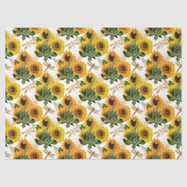 Papel De Seda Série de Girassóis e Libélulas Design 11 (Frente )