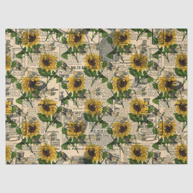 Papel De Seda Série de Girassóis e Libélulas Design 14 (Frente )