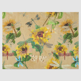 Papel De Seda Série de Girassóis e Libélulas Design 2