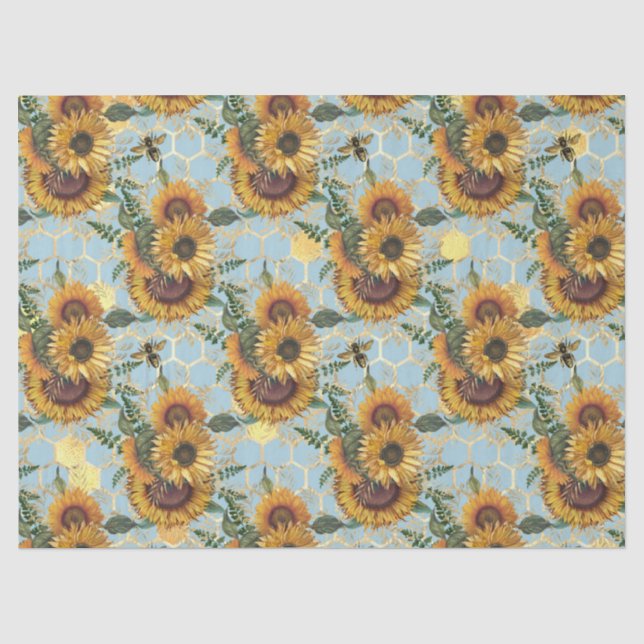 Papel De Seda Série de Girassol e Abelha Design Catorze (Frente )