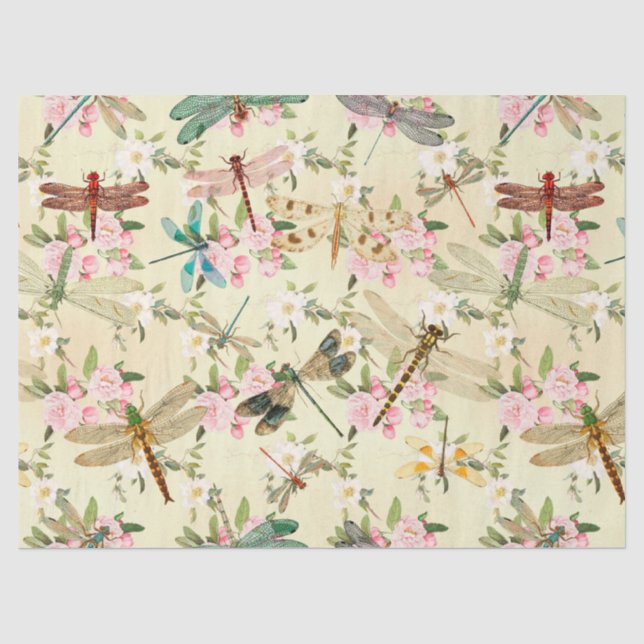 Papel De Seda Série de Libélulas Vintage Design 14 (Frente )
