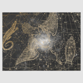 Papel De Seda Série de Mapa de Estrelas da Galáxia Preto e Doura