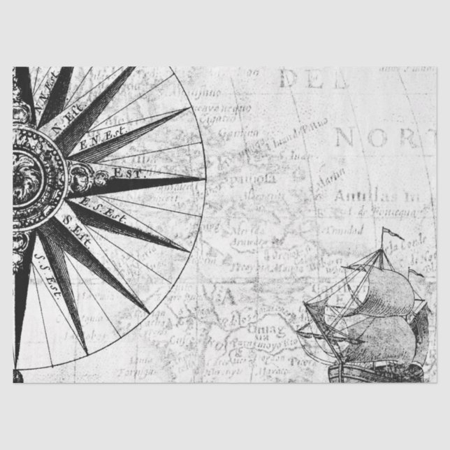 Papel De Seda Série de Mapas Digitais Preto e Branco Design 6 (Frente )