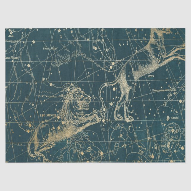 Papel De Seda Série de Mapas Estelares da Galáxia Dourada Design (Frente )
