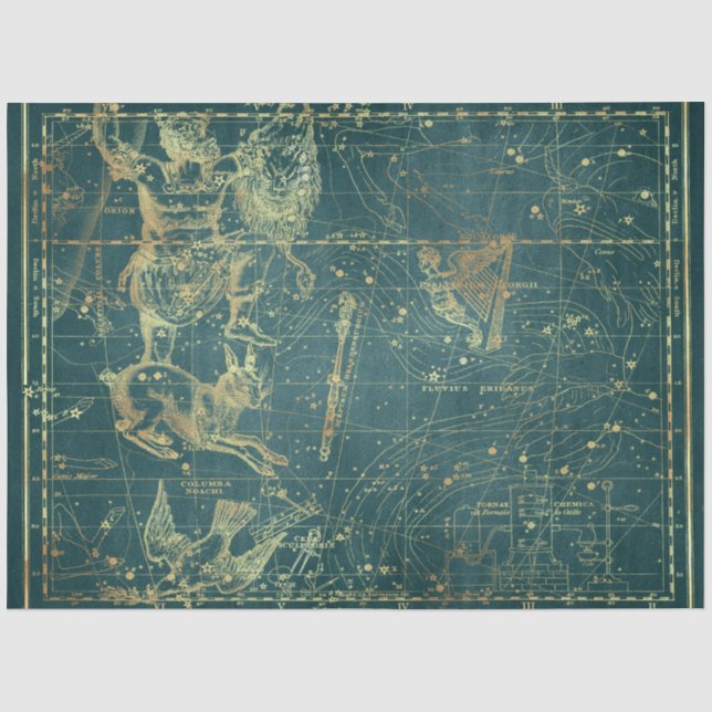 Papel De Seda Série de Mapas Estrela Dourada Design 26 (Frente )