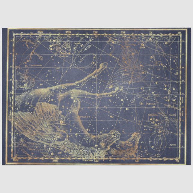 Papel De Seda Série de Mapas Gold Star Design 13 (Frente )