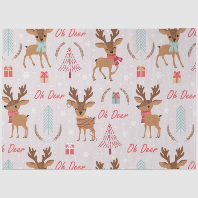 Papel De Seda Série de Natal Veado Fofo Design 2 (Frente )