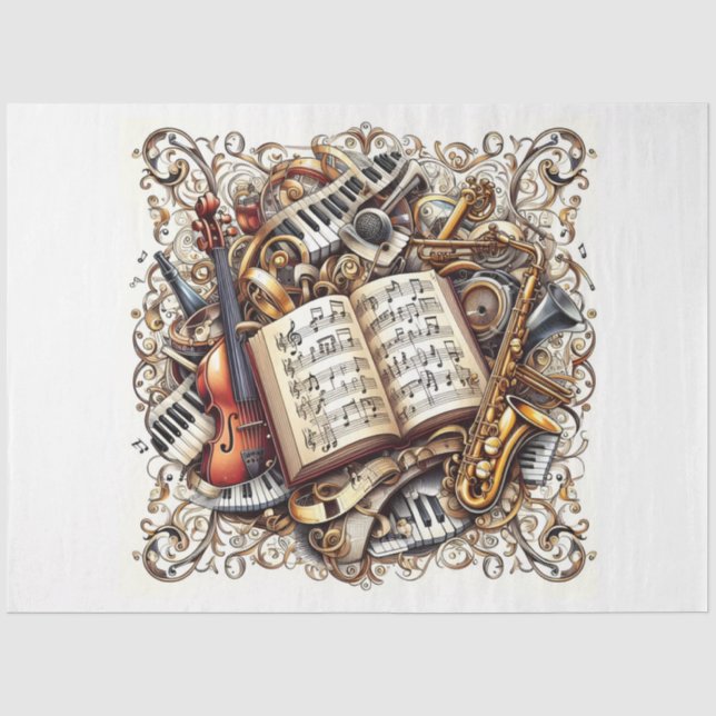 Papel De Seda Série de Notas Musicais Design 12 (Frente )