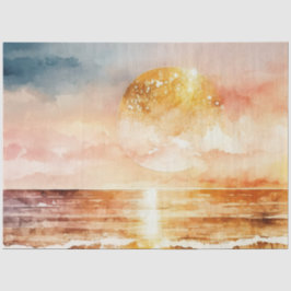 Papel De Seda Série de pôr do sol em aquarela Design 1
