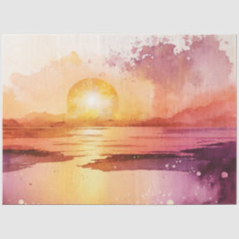 Papel De Seda Série de pôr do sol em aquarela Design 3