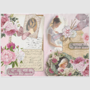 Papel De Seda Série Design 1 Vintage Primavera Shabby Chic
