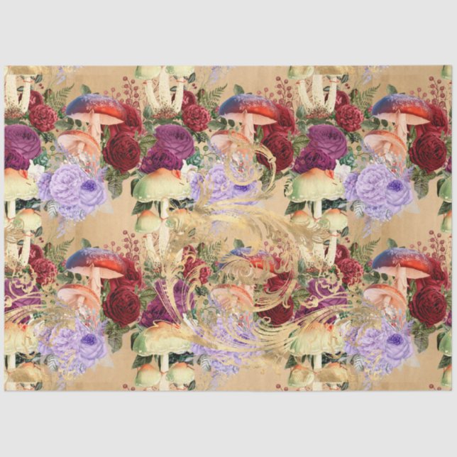 Papel De Seda Série Design de Ephemera Mushroom #3 (Frente )