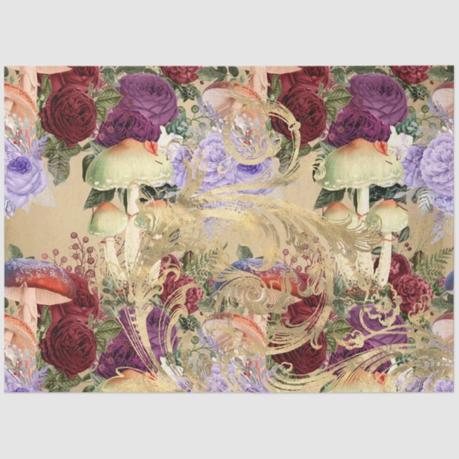 Papel De Seda Série Design de Ephemera Mushroom #3 (Frente )