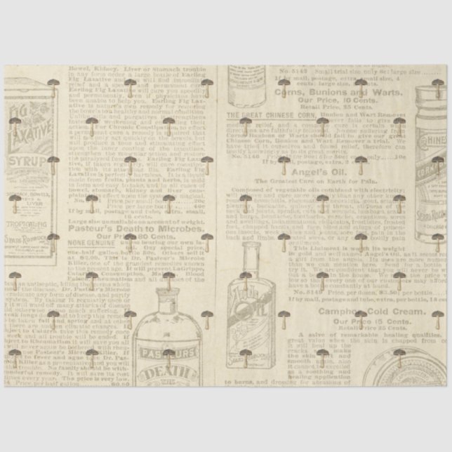 Papel De Seda Série Design de Ephemera Mushroom #7 (Frente )