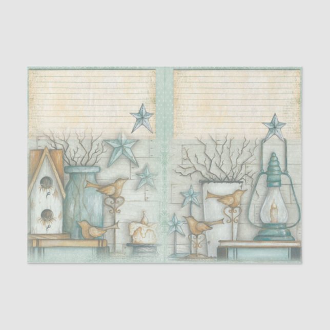 Papel De Seda Série Design de praia náutica 3 (Frente )