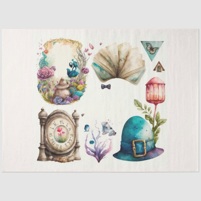 Papel De Seda Série do Chá da Alice Design 2 (Frente )