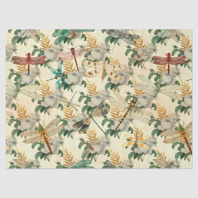 Papel De Seda Série Dragonflies Vintage Design 7 (Frente )