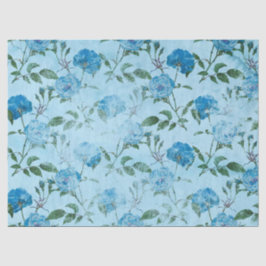 Papel De Seda Série Floral Azul Desgastado Design 4